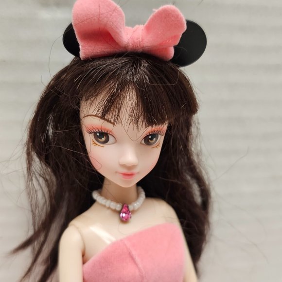 Pink Cuerpo Kurhn Mickey Minnie Mouse Doll Pink Dress Pearl Necklace Fashion - Picture 12 of 15